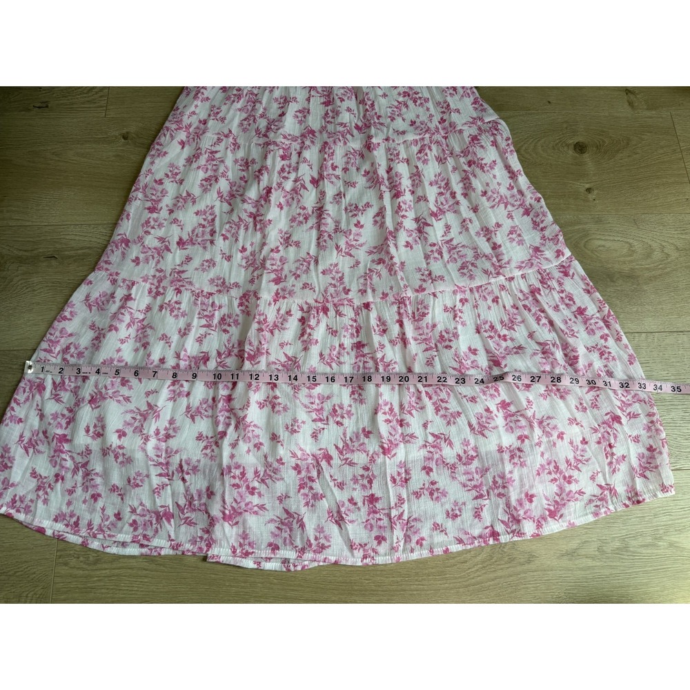 Anthropologie By The River Smocked Floral Dress Pink Cottagecore Feminine sz M - Picture 6 of 13